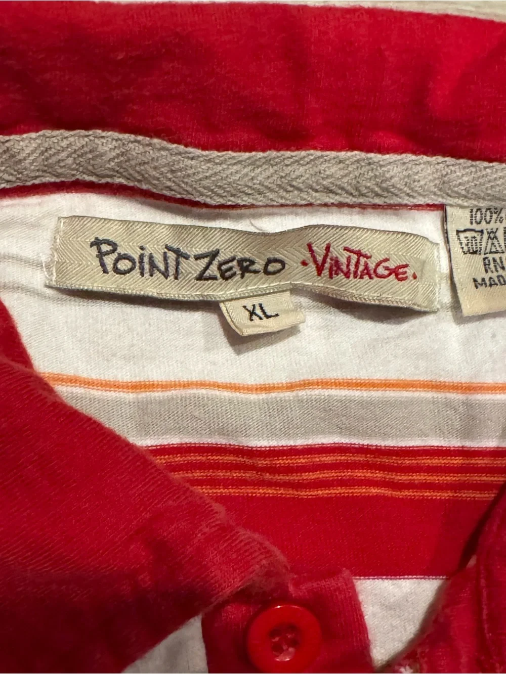Point Zero Red and White Striped Polo Shirt